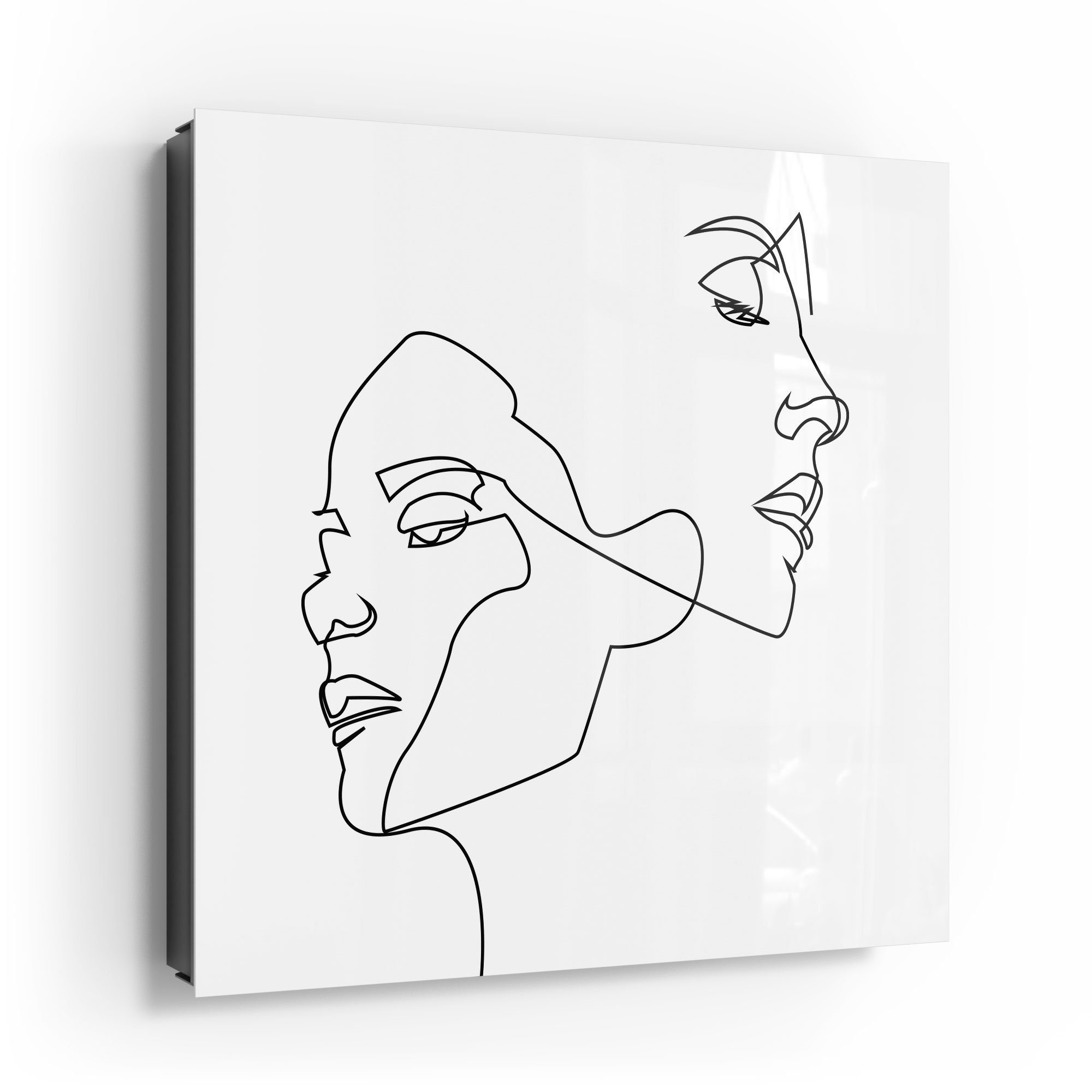 DEQORI Schlüsselkasten 'Verbundene Gesichter', Glas Schlüsselbox modern magnetisch beschreibbar