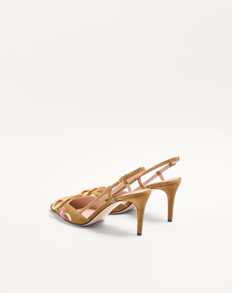 VLogo Signature Slingback Décolleté i split med blomsterbroderi 80 mm