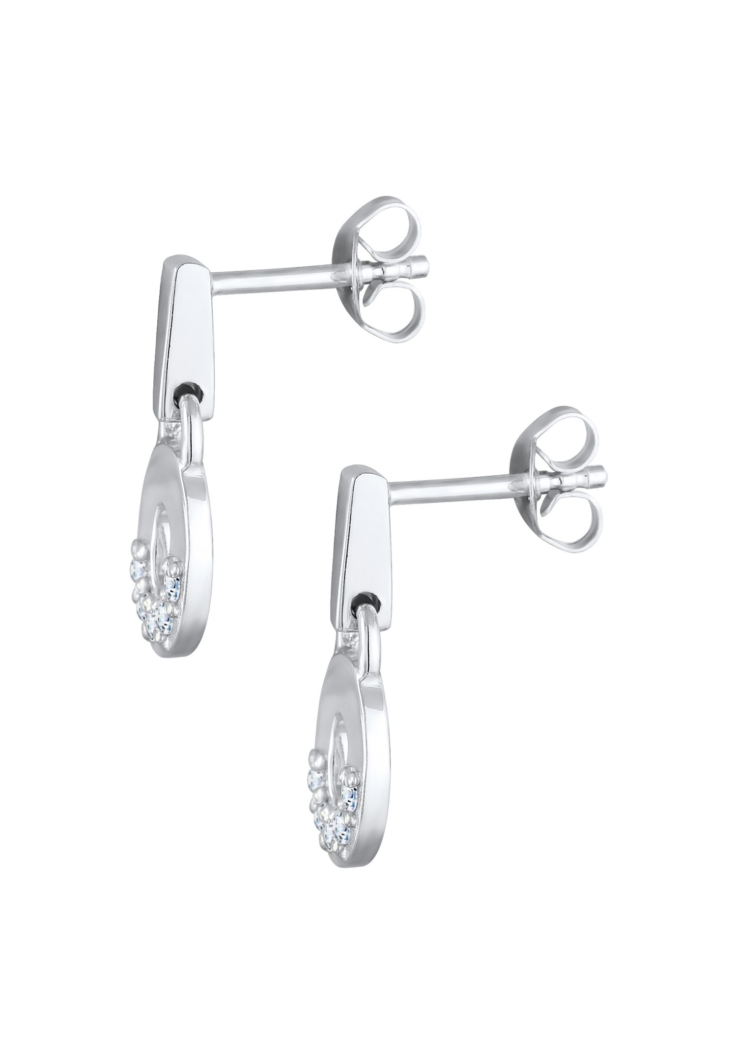 Elli DIAMONDS Ženski okrugli privjesak za naušnice s geometrijskim uzorkom i dijamantom (0,15 ct.) od 925 sterling srebra