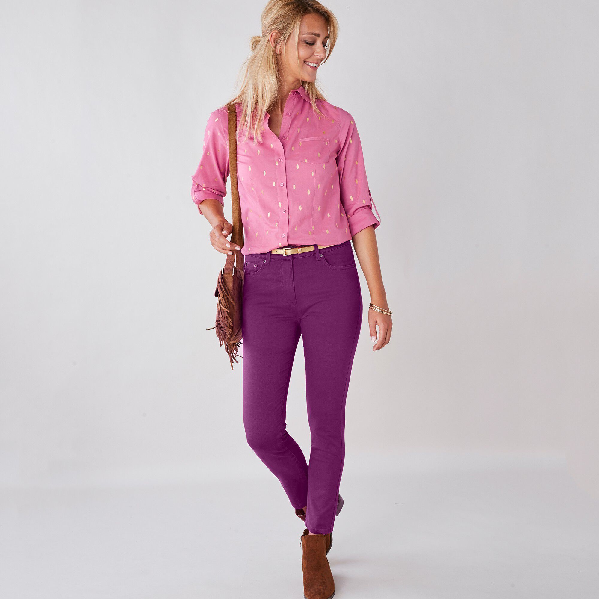 Pantalon 7/8ème fuselé stretch uni