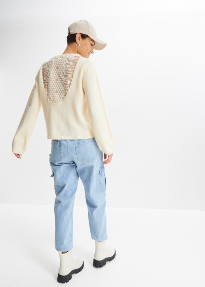 Pullover mit Spitzendetail