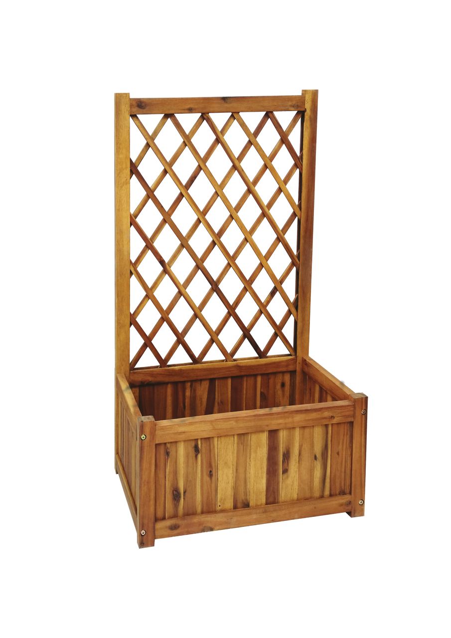 Hardin 1fachgut Pflanzkasten Pflanztopf Blumentopf mit Rankhilfe 100 x 60 x 28 cm FSC braun
