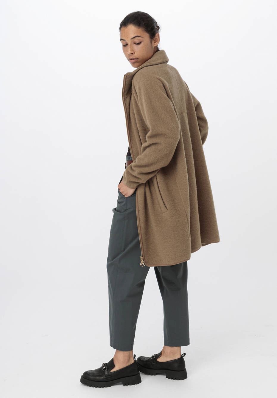 Wollfleece Mantel aus reiner Bio-Merinowolle