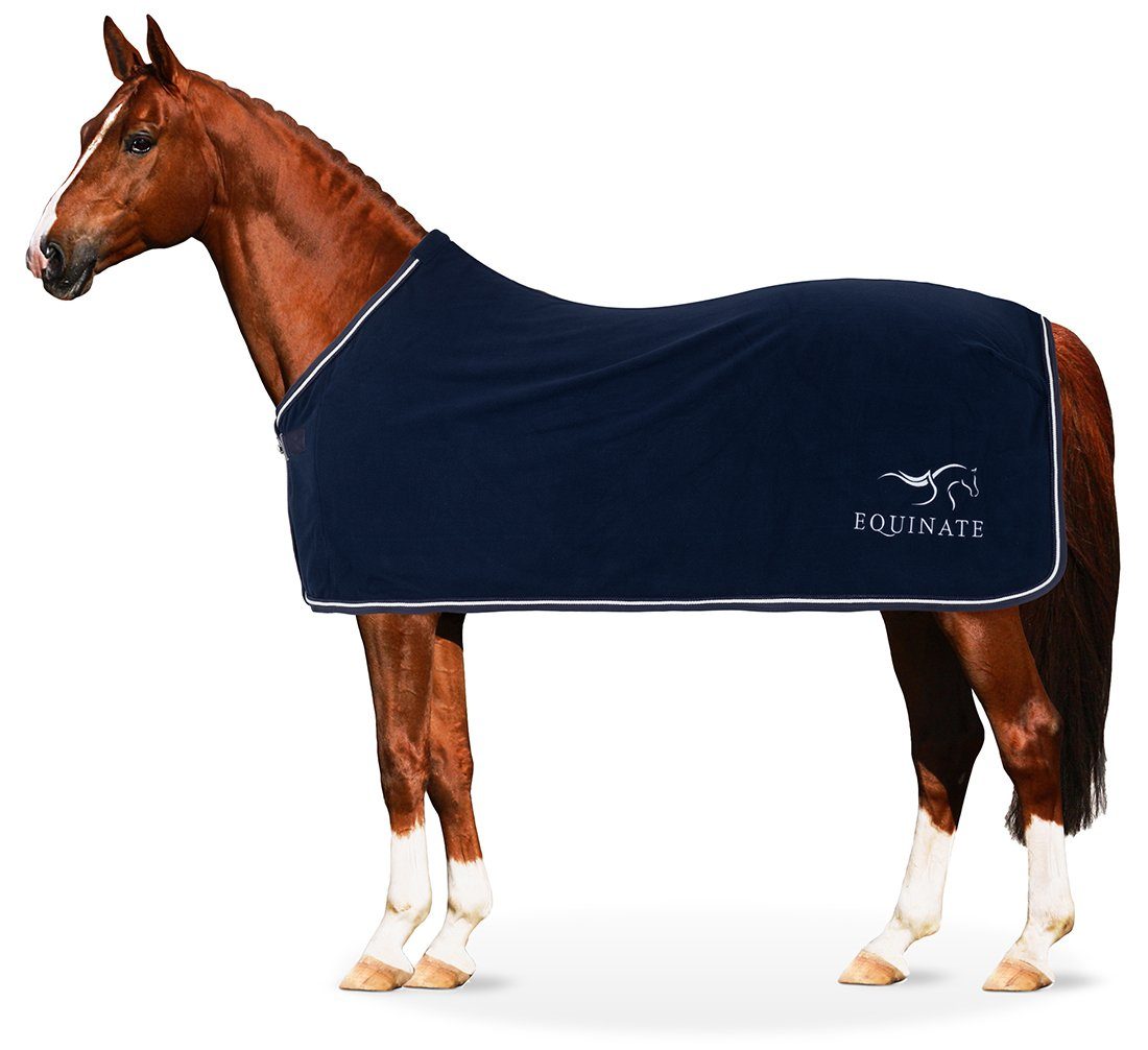 Equinate Pferde-Abschwitzdecke Abschwitzdecke Springdale Polar Fleece Widerristpolster Zierkordeln, atmungsaktiv