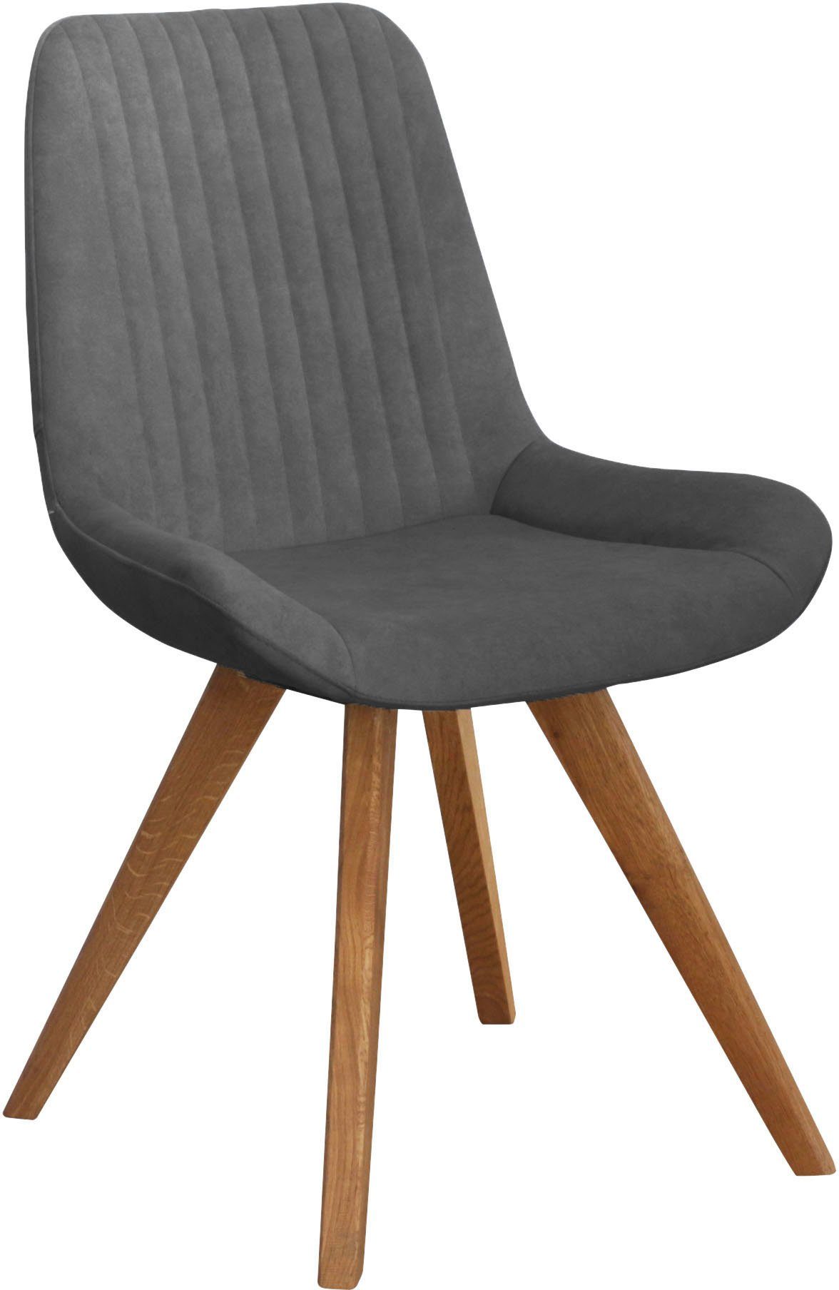 Home affaire Schalenstuhl Bratislava (Set, 2 St), Gestell Eiche massiv geölt, Easy Care-Stoff