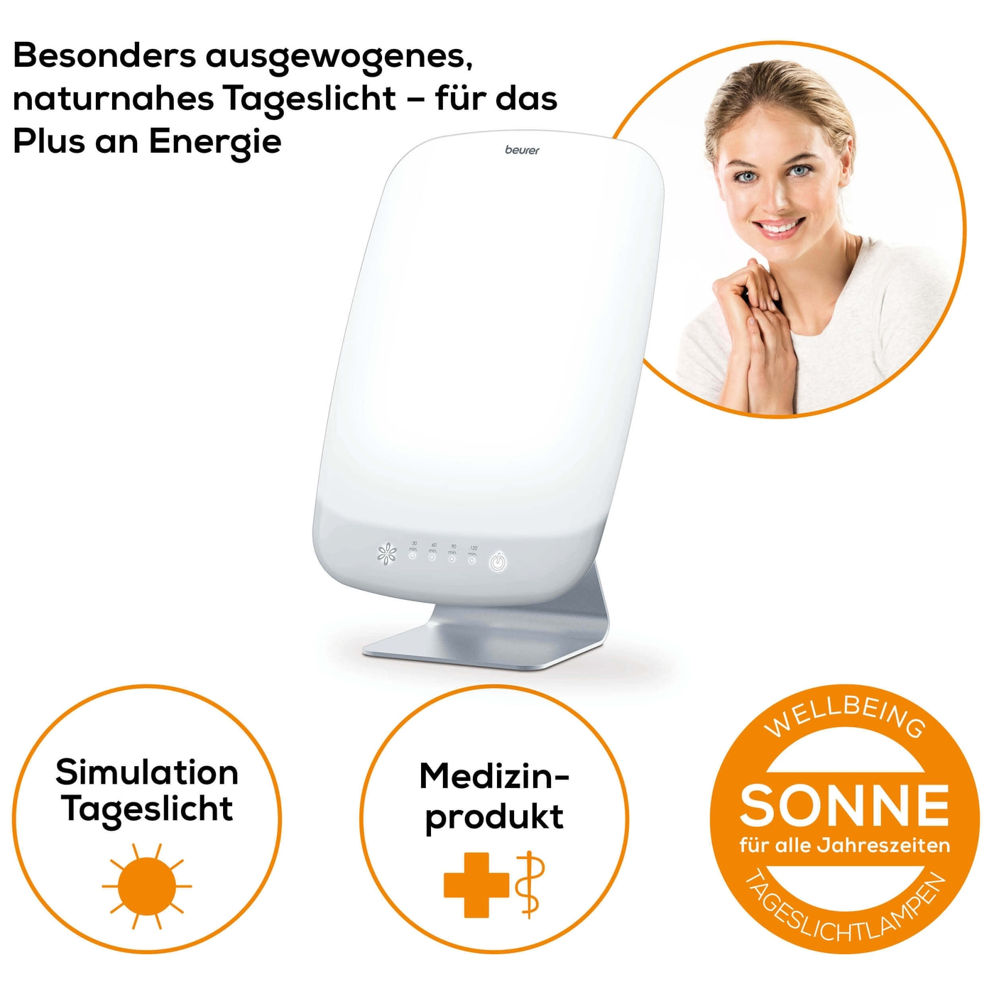Beurer Tageslichtlampe TL 95-Naturnahes Tageslicht mit energiesparender LED-Technologie