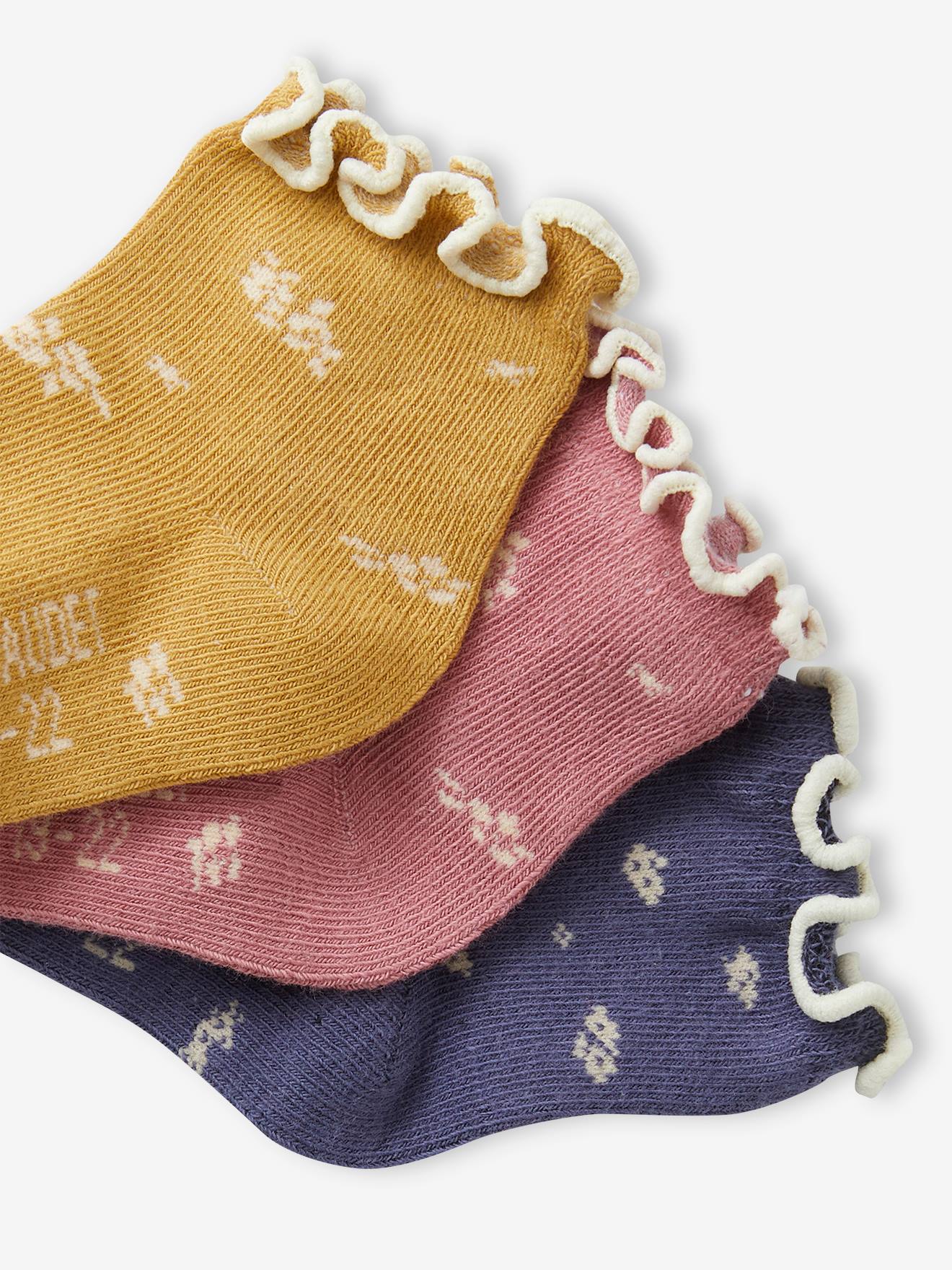 Lot de 3 paires de chaussettes à fleurs bébé fille jaune