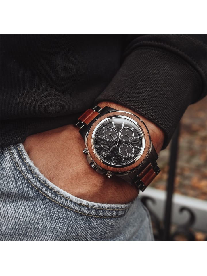Holzkern Herrenuhr Solar-Chronograph Angkor Koa/Marmor Anthrazit günstig kaufen onesize