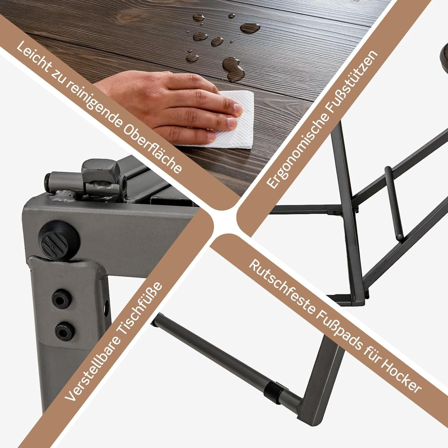 KOMFOTTEU Bartisch Bistrotisch (Set), mit 2 Trennbaren Klappstühlen