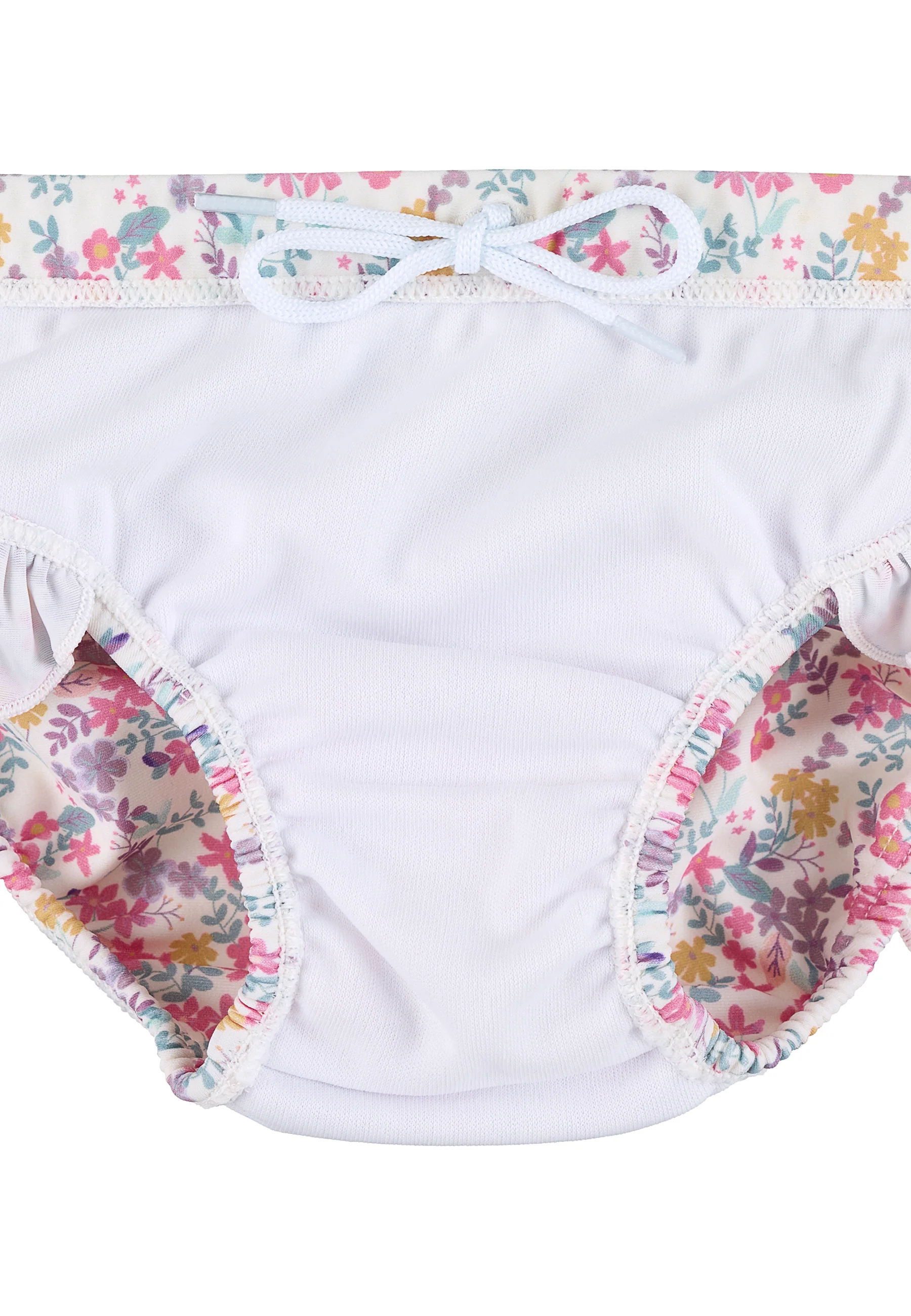 Kinder Badehose bedruckt mit Blumen in ecru