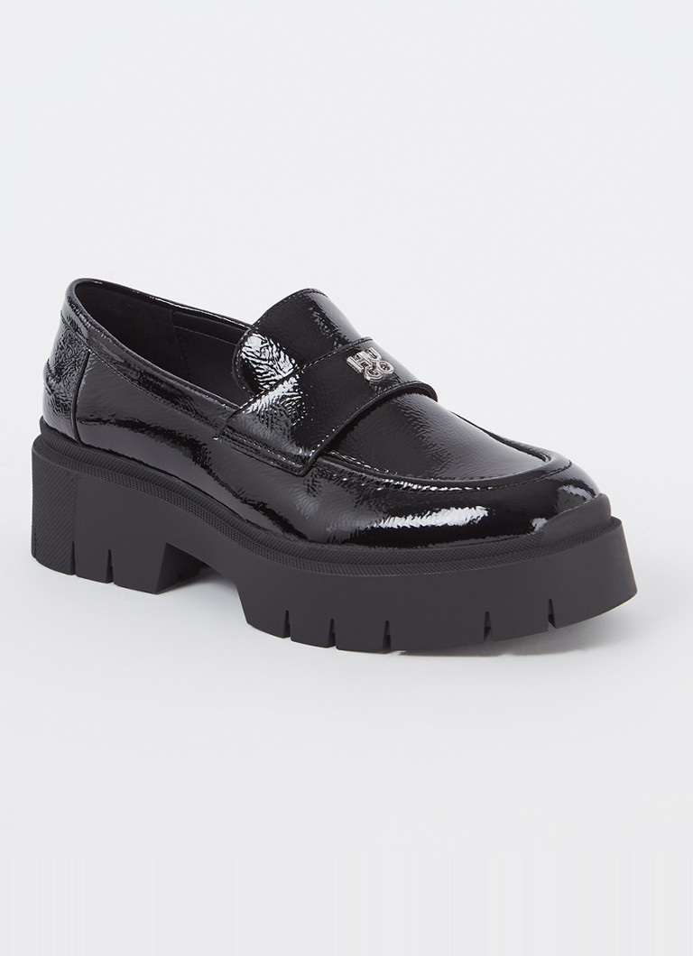 Mocasini HUGO BOSS Kris din piele lăcuită cu talpă cu platformă