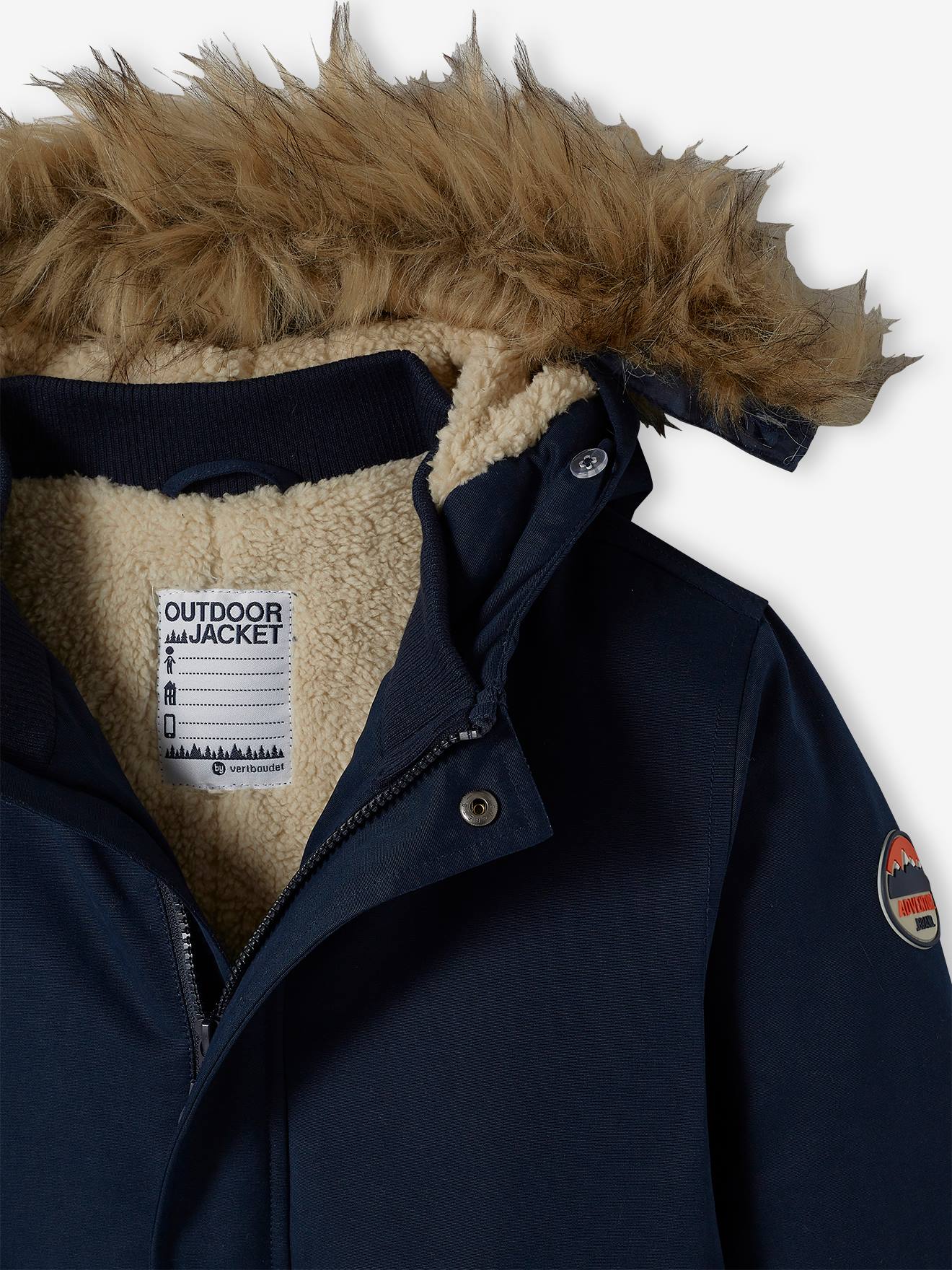 Vertbaudet Jungen Jacke mit Kapuze, Wattierung Recycling-Polyester - graugrün