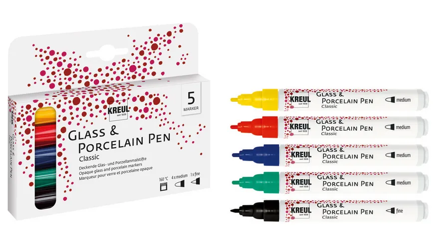KREUL Glass & Porcelain Pen Classic 5er Set