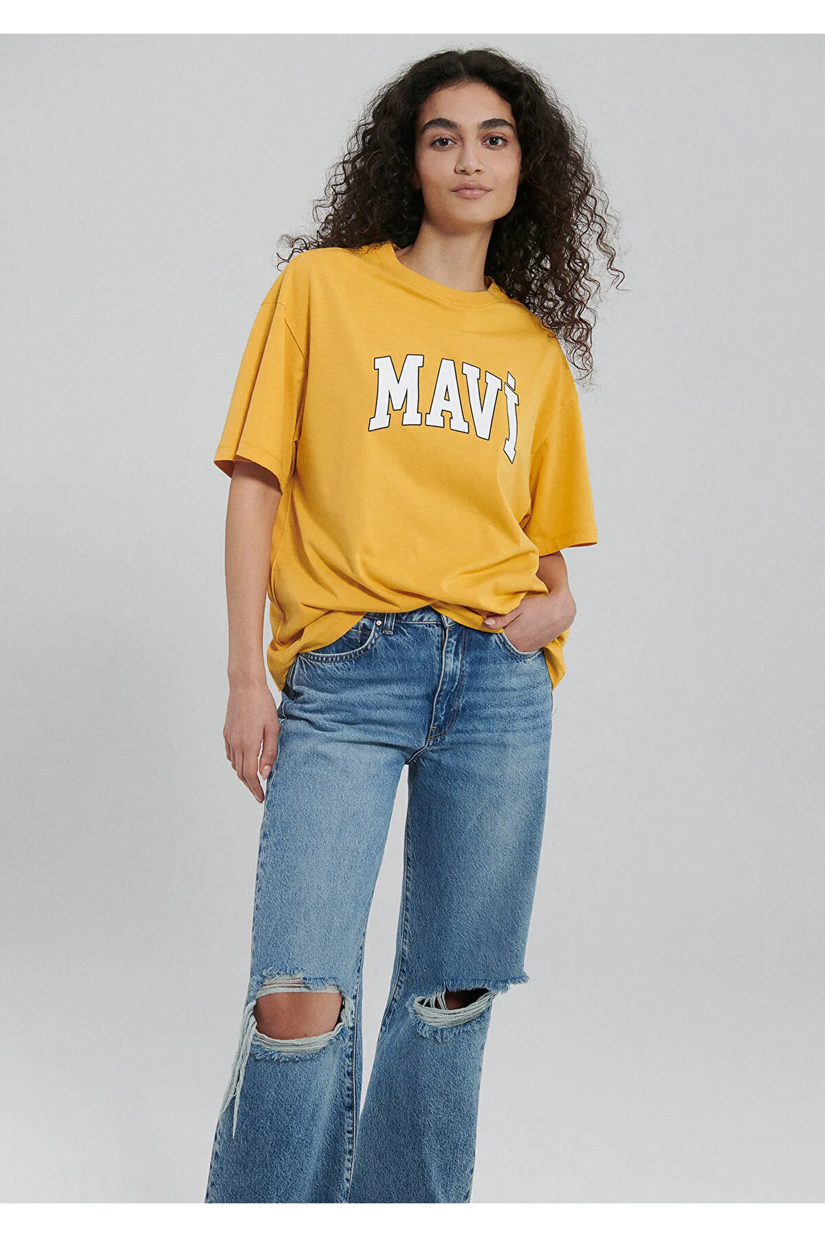 Mavi  Gelbes T-Shirt mit Logo-Print Übergröße / weiter Schnitt1600843-71340