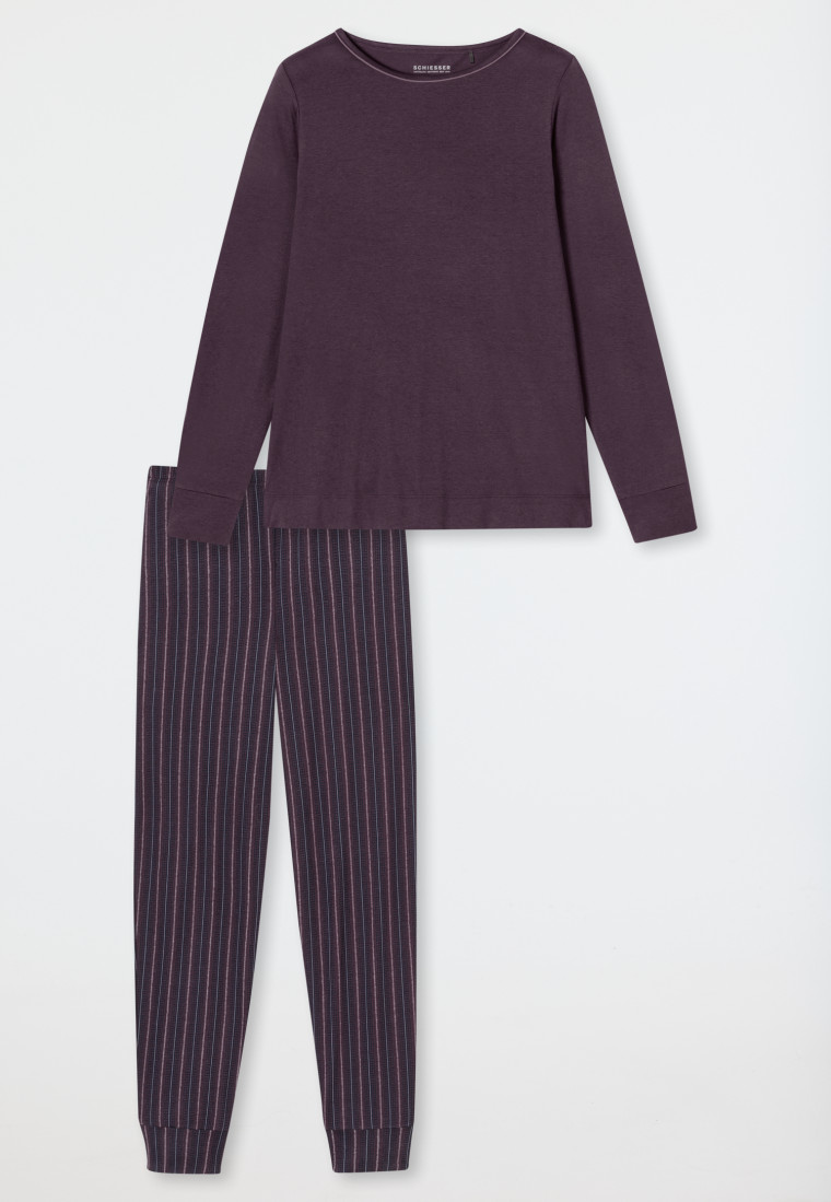 Schlafanzug lang Bündchen Streifen multicolor - Comfort Nightwear