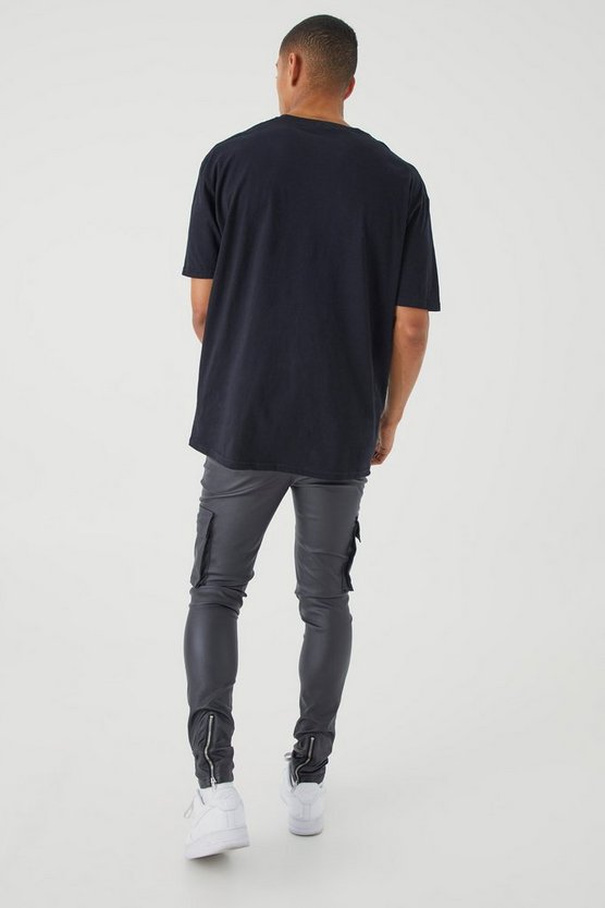 Beschichtete Skinny Twill Cargo-Hose