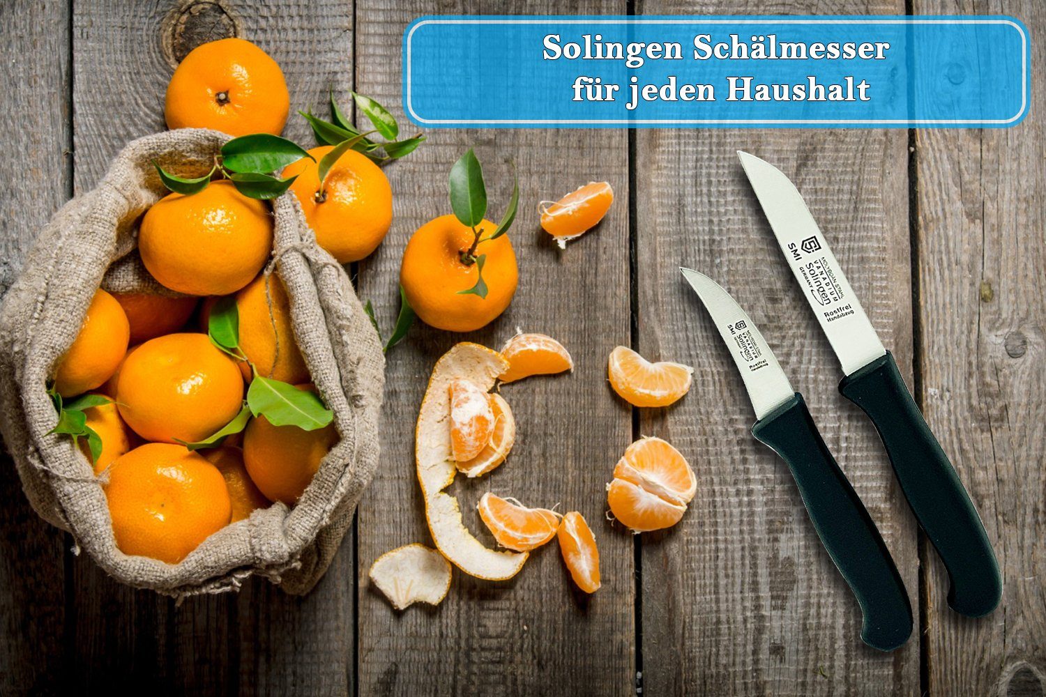 SMI Obstmesser 2 Stück Schälmesser Solingen Gemüsemesser Obstmesser gebogen / gerade