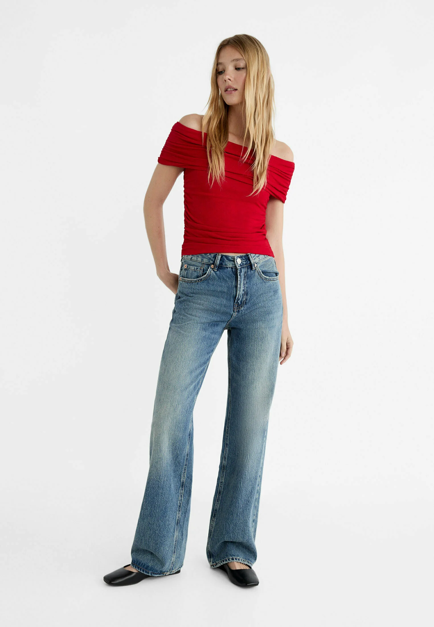 Stradivarius OFF-THE-SHOULDER - Camiseta con estampado