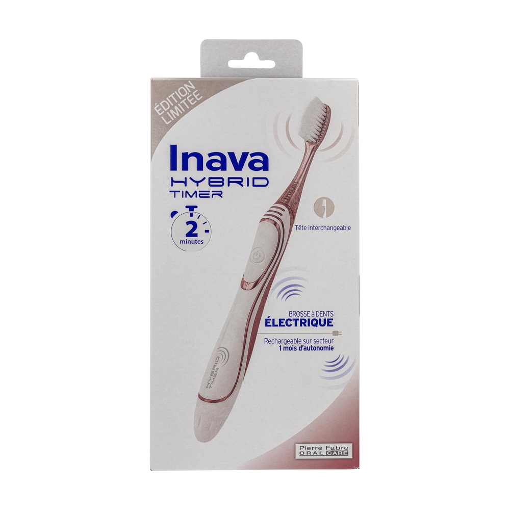 Oral Care INAVA HYBRID TIMER Blanc/Rose gold Edition limitée Brosse à dents électrique