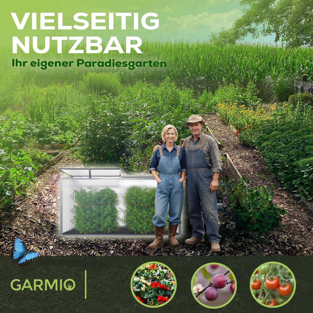 Garmio Frühbeet Mini Gewächshaus Protea Dachfenster, UV-Schutz, Alu Frühbeet, Mini-Gewächshaus