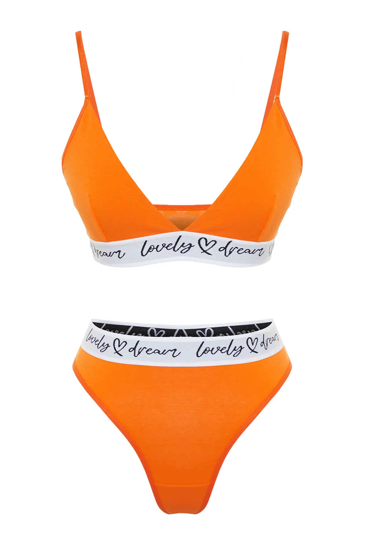 Trendyol Collection  Orangefarbenes Unterwäsche-Set aus Baumwolle mit elastischen Schnürriemen, Strick, THMSS23CC00102