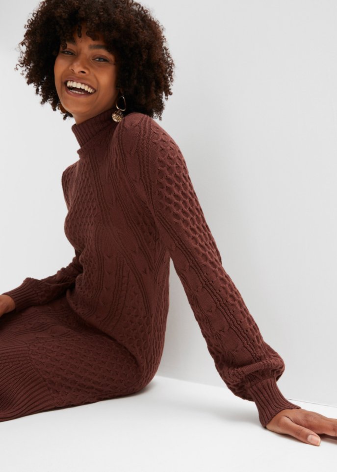 Strickkleid mit Ballonärmeln