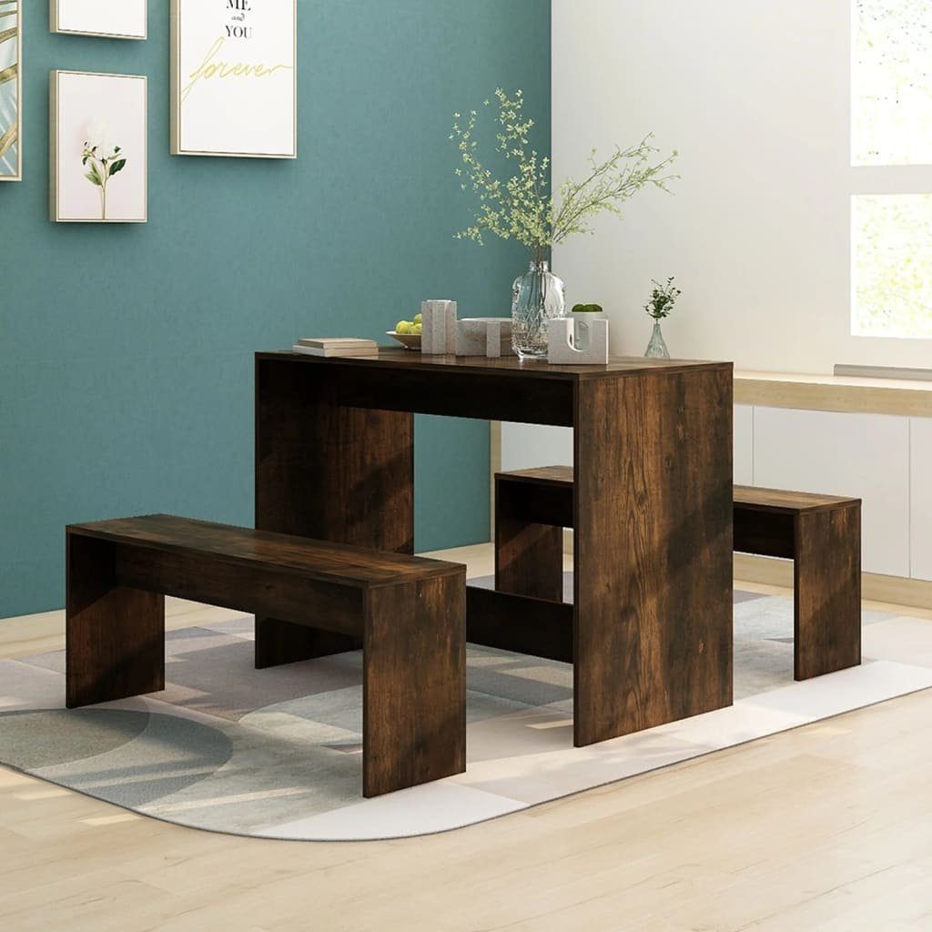 vidaXL Essgruppe 3-tlg. Essgruppe Räuchereiche Holzwerkstoff, (1-tlg)