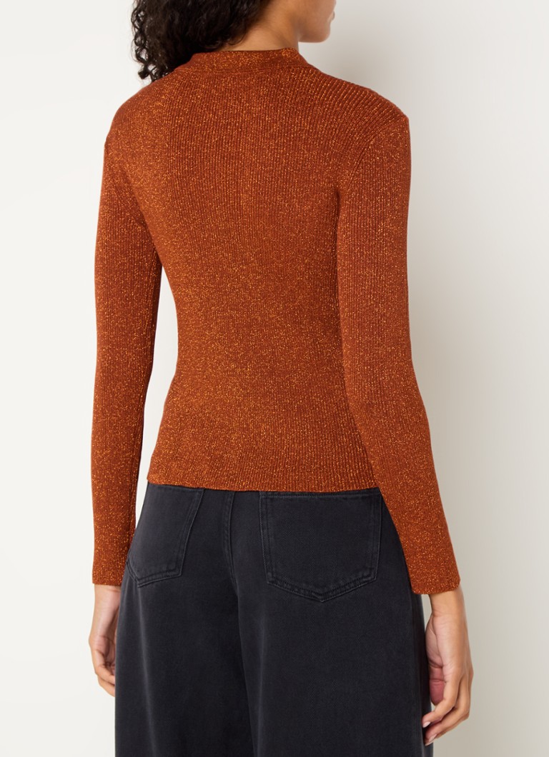 Top Sessùn Monosee in maglia fine con lurex e bottoni decorativi.
