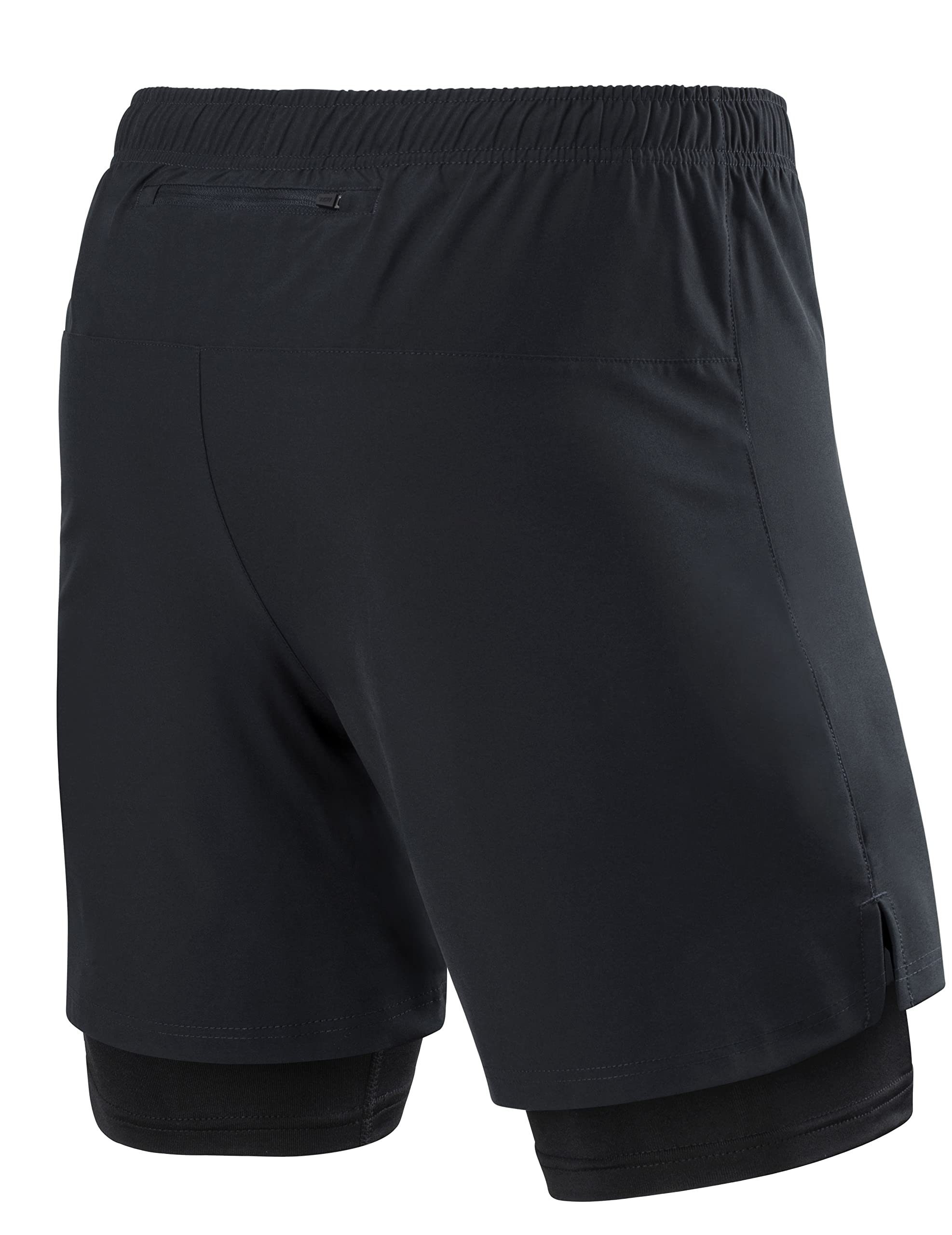 TCA Trainingsshorts TCA Herren 2-in-1 Laufhose mit Kompressionshose - Schwarz, XXL