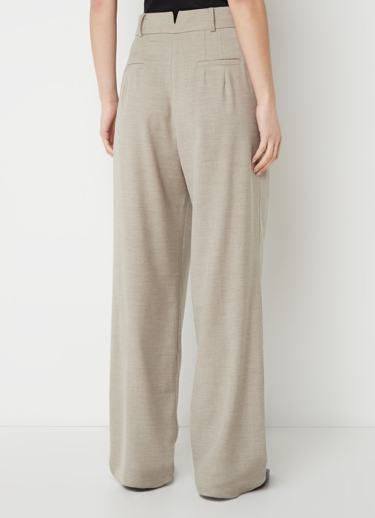 Pantaloni drepți cu talie înaltă, din material Mulberry, de la Frankie Shop, confecționați dintr-un amestec de lână.