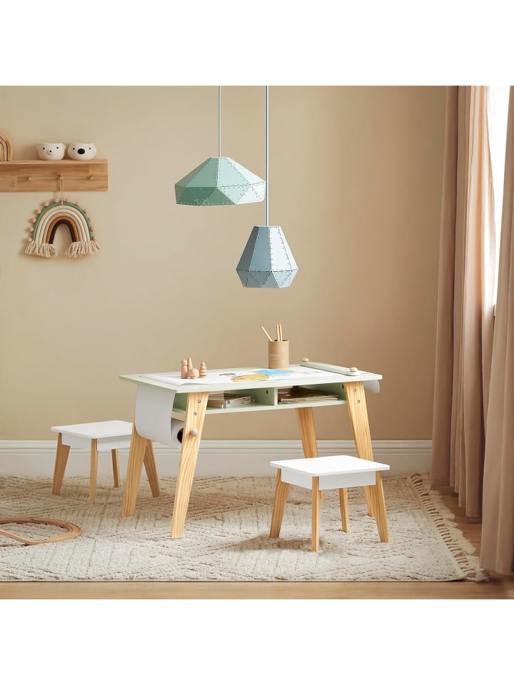 SoBuy Kindertisch in Weiß und Grün - (B)80 x (H)50 x (T)44cm günstig kaufen onesize