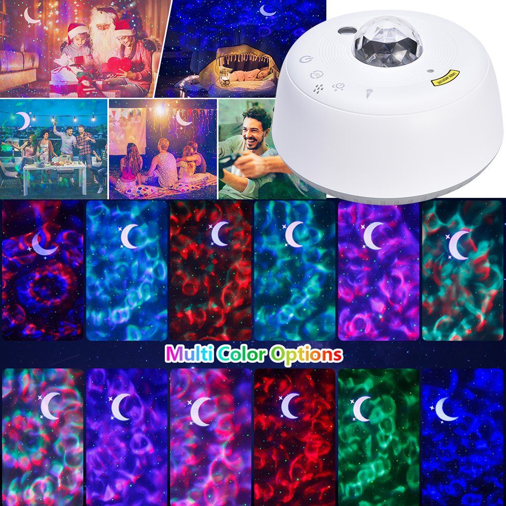 Rosnek LED Nachtlicht Sternenhimmel Projektor, Smart Wifi, Lautsprecher, APP, Starry Mond Stern, Mit Ozeanwelleneffekt