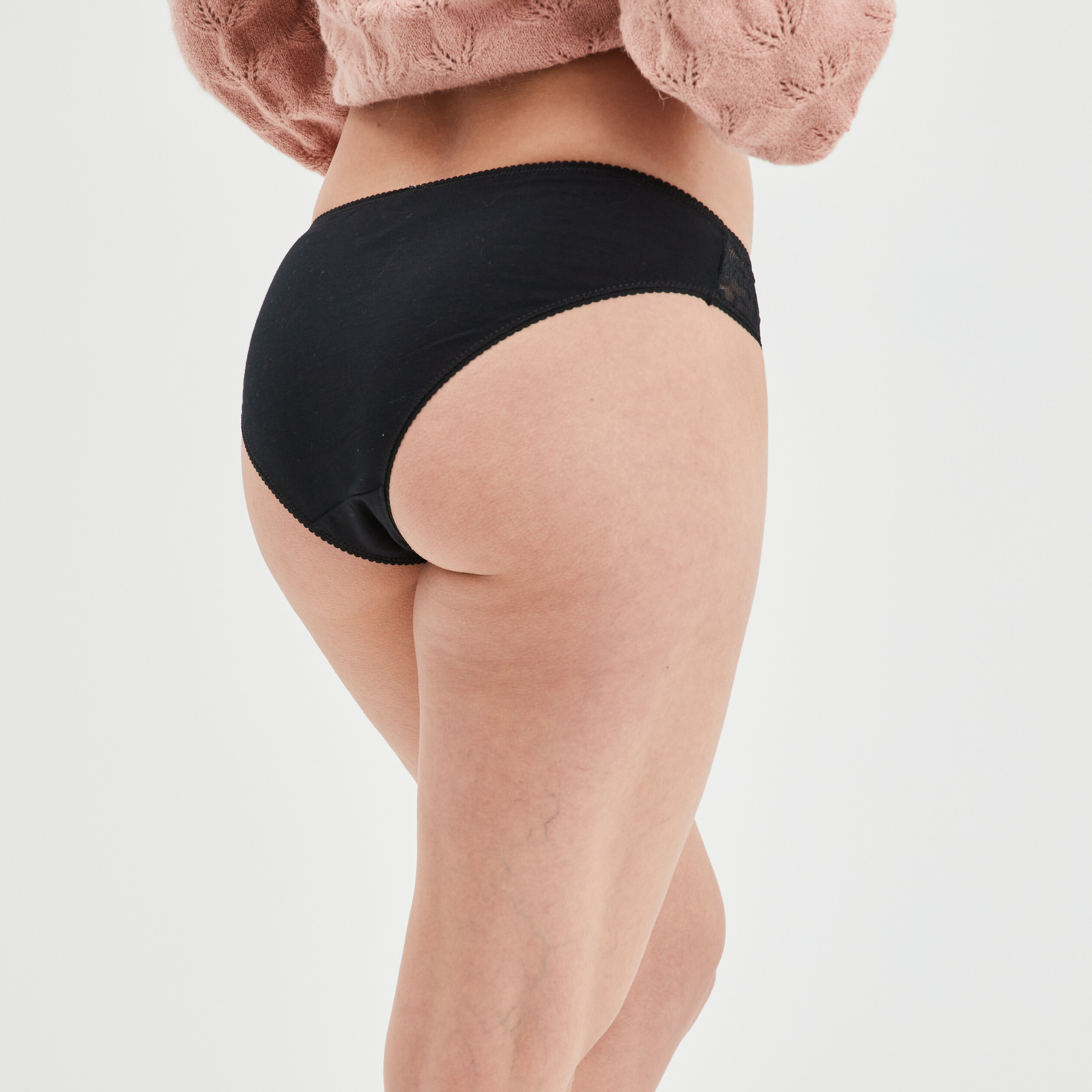 Culotte en coton avec dentelle noir femme | La Halle