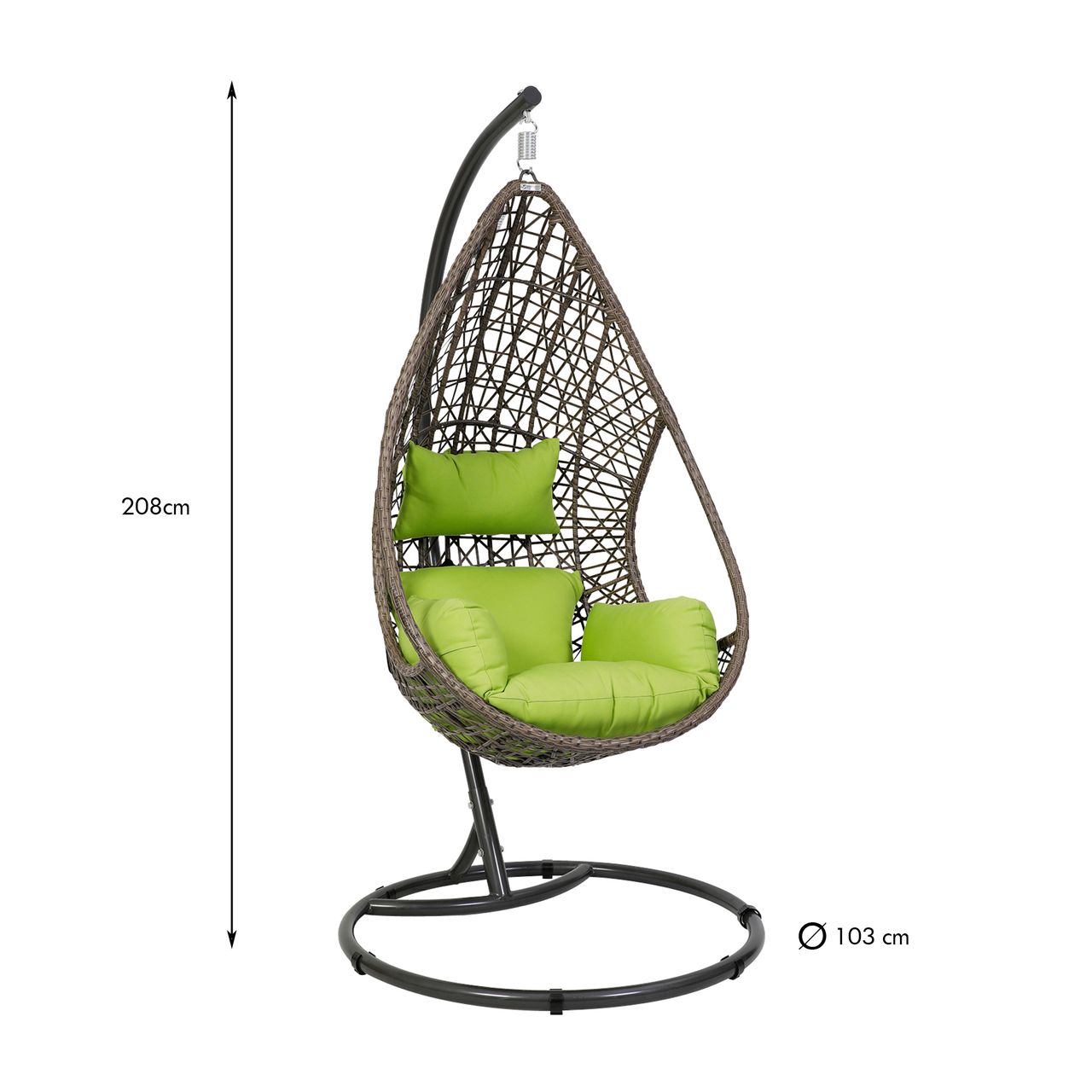 greemotion Hängesessel Kuba aus Stahl, inkl. Auflagen, BxHxT: 103 x 210 x 103 cm