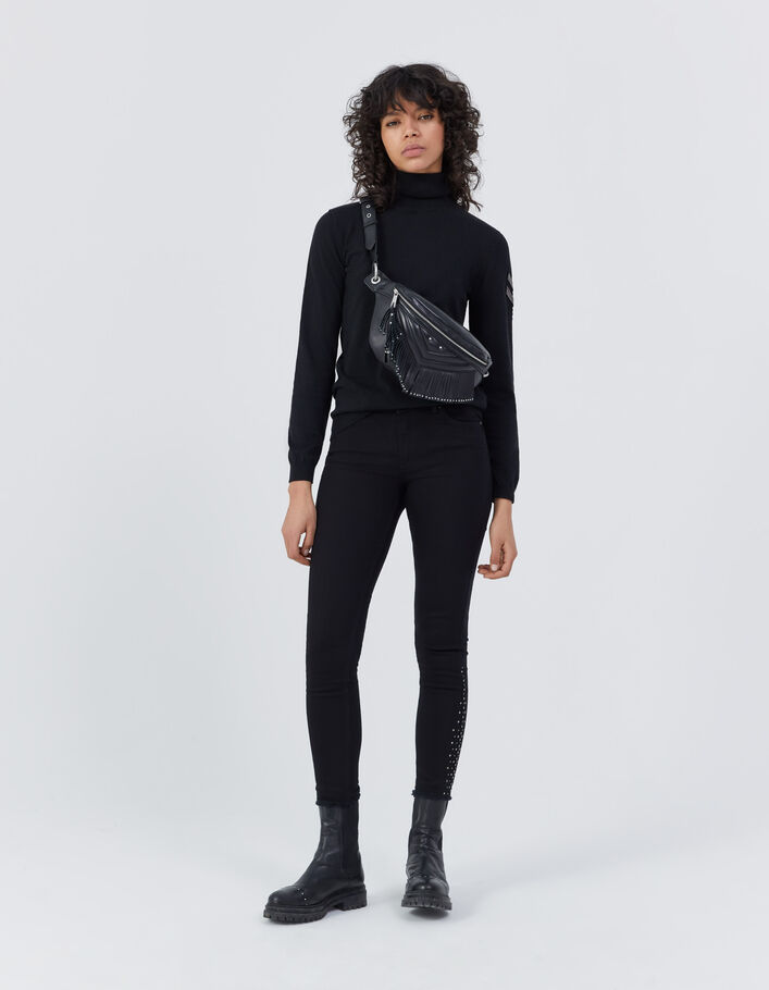 Pull col roulé maille tricot bijoux esprit militaire femme