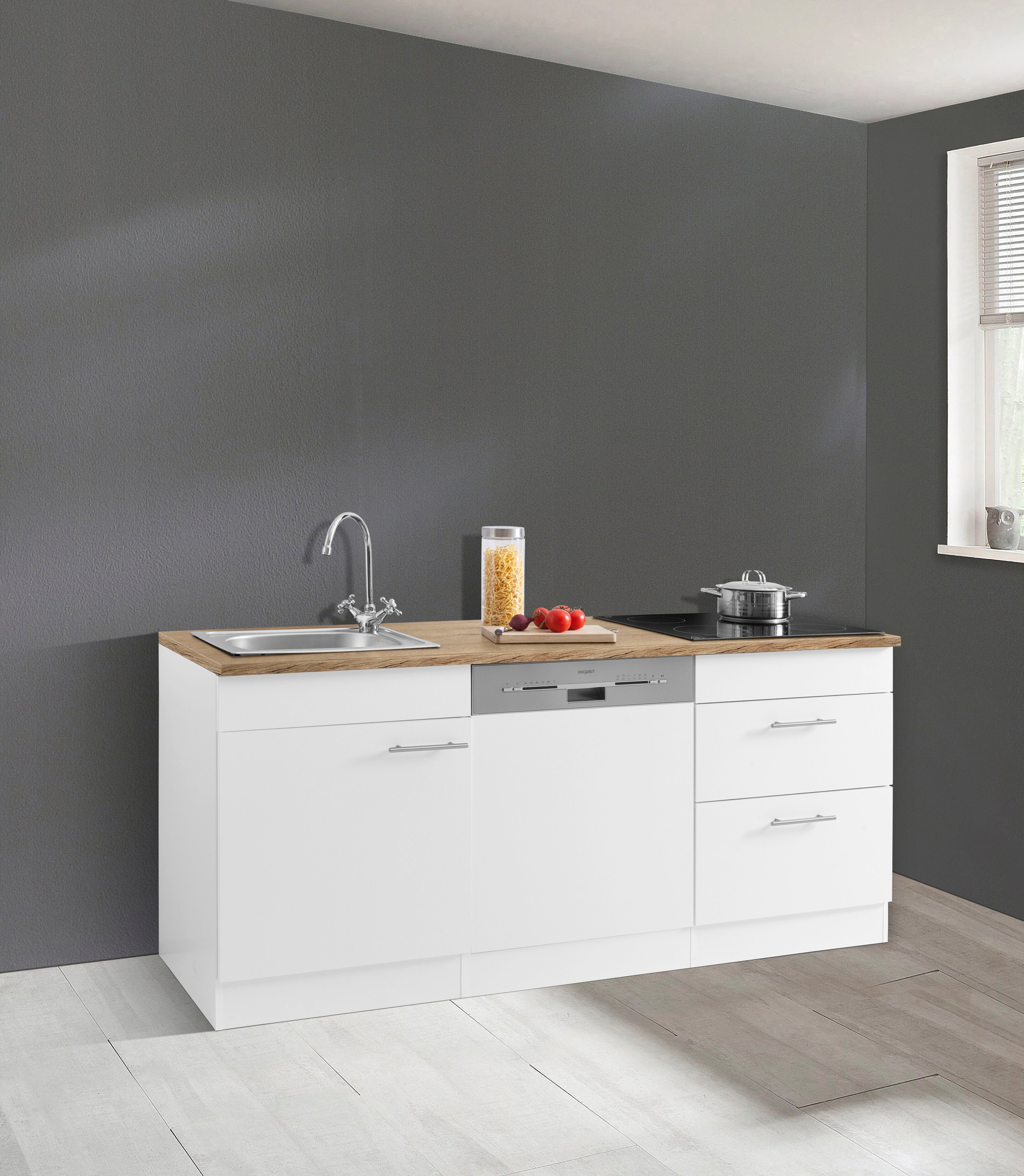 OPTIFIT Küchenzeile Mini, mit E-Geräten, Breite 180 cm, mit 28 mm starker Arbeitsplatte