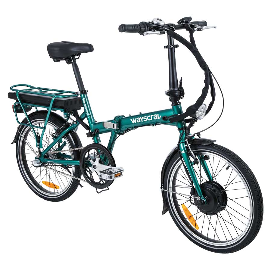 Wayscral E-Bike Flexi 215, 20 Zoll Pedelec, elektrisch unterstütztes Klappfahrrad in Grün, bis zu 45 km Reichweite - ATU