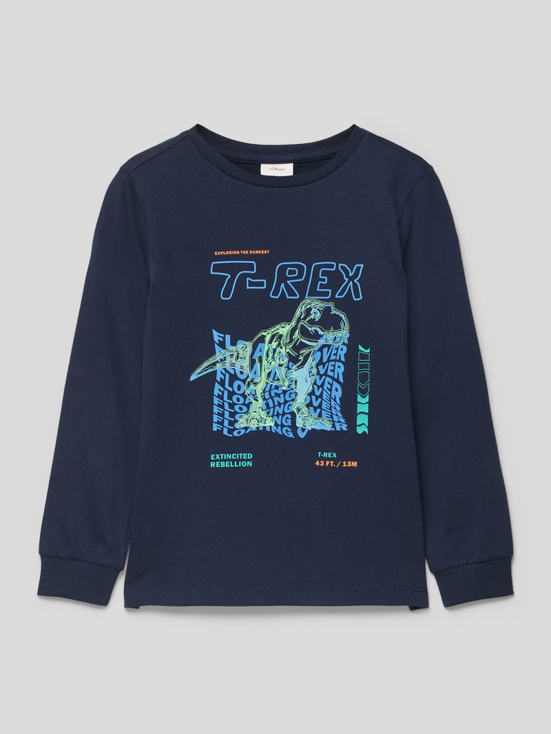 Sweatshirt mit Motiv-Print Modell 'Back to School' in marineblau