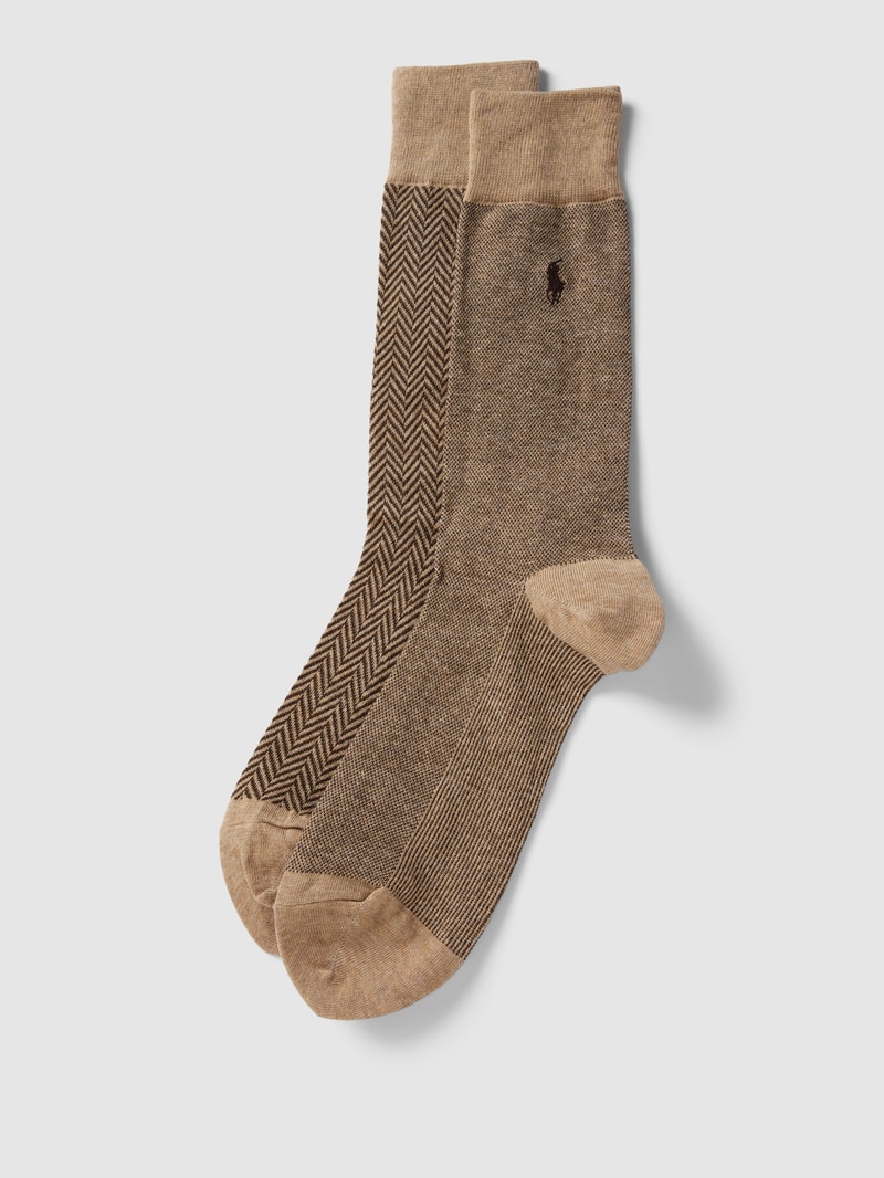 Socken mit grafischem Muster im 2er-Pack in camel