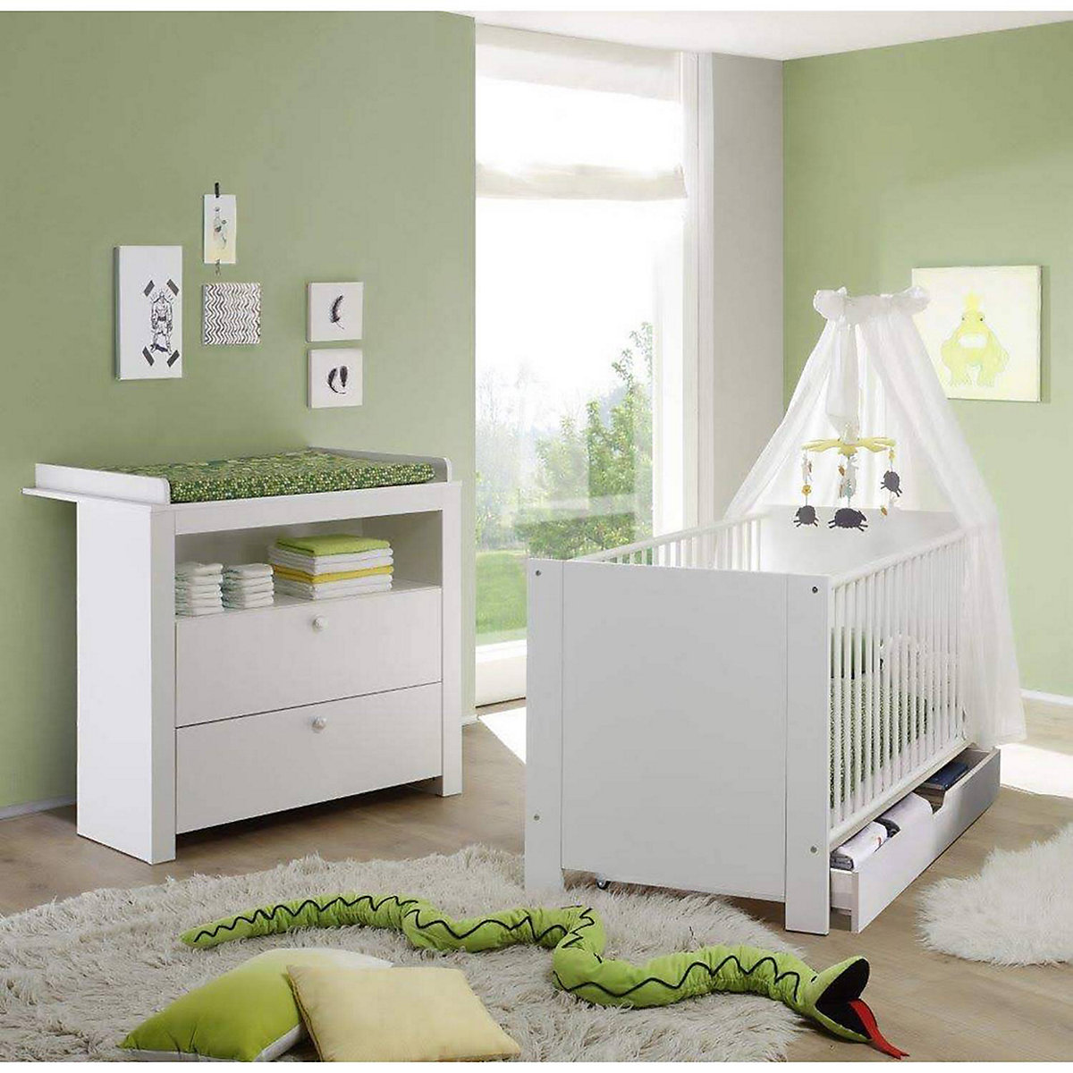 Babyzimmer Serie mit Wickelkommode OLBIA-19 in Weiß