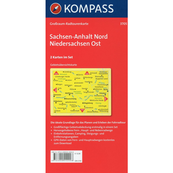 Sachsen-Anhalt Nord - Niedersachsen Ost. Großraum-Radtourenkarte 1 : 125 000 - Fahrradkarte