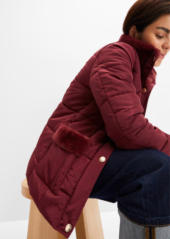 Steppjacke mit Fellimitatbesatz