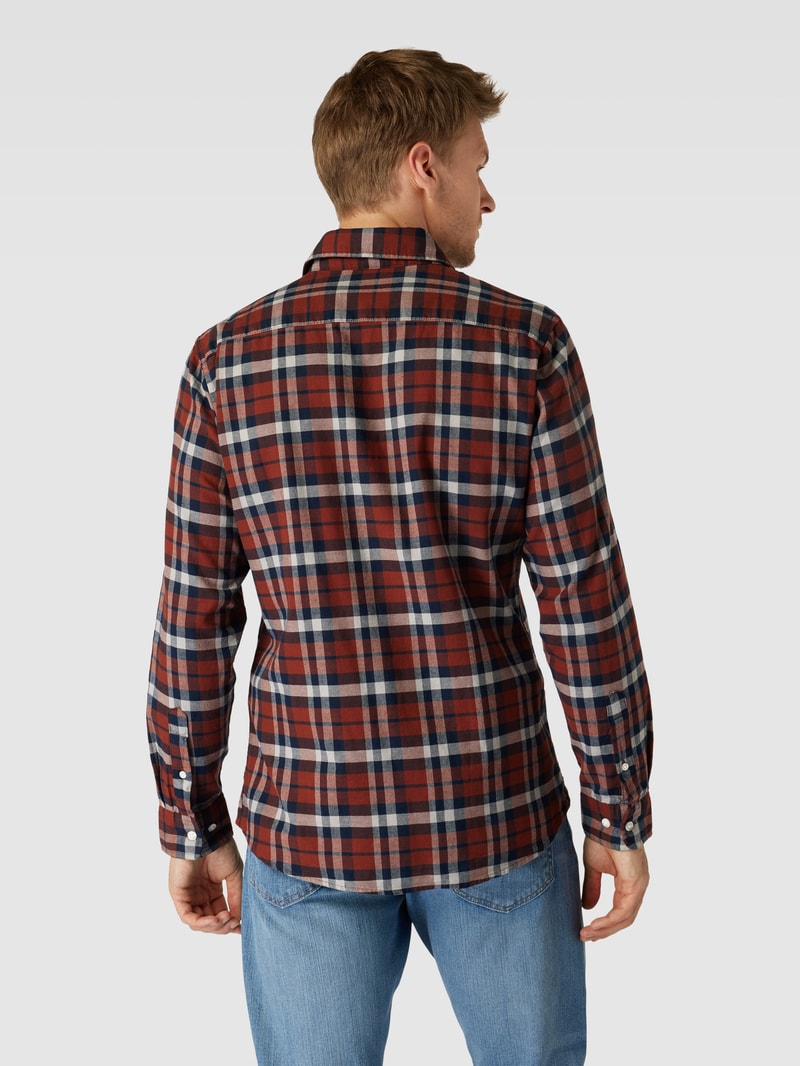 Slim Fit Flanellhemd mit Tartan-Karo in rostrot