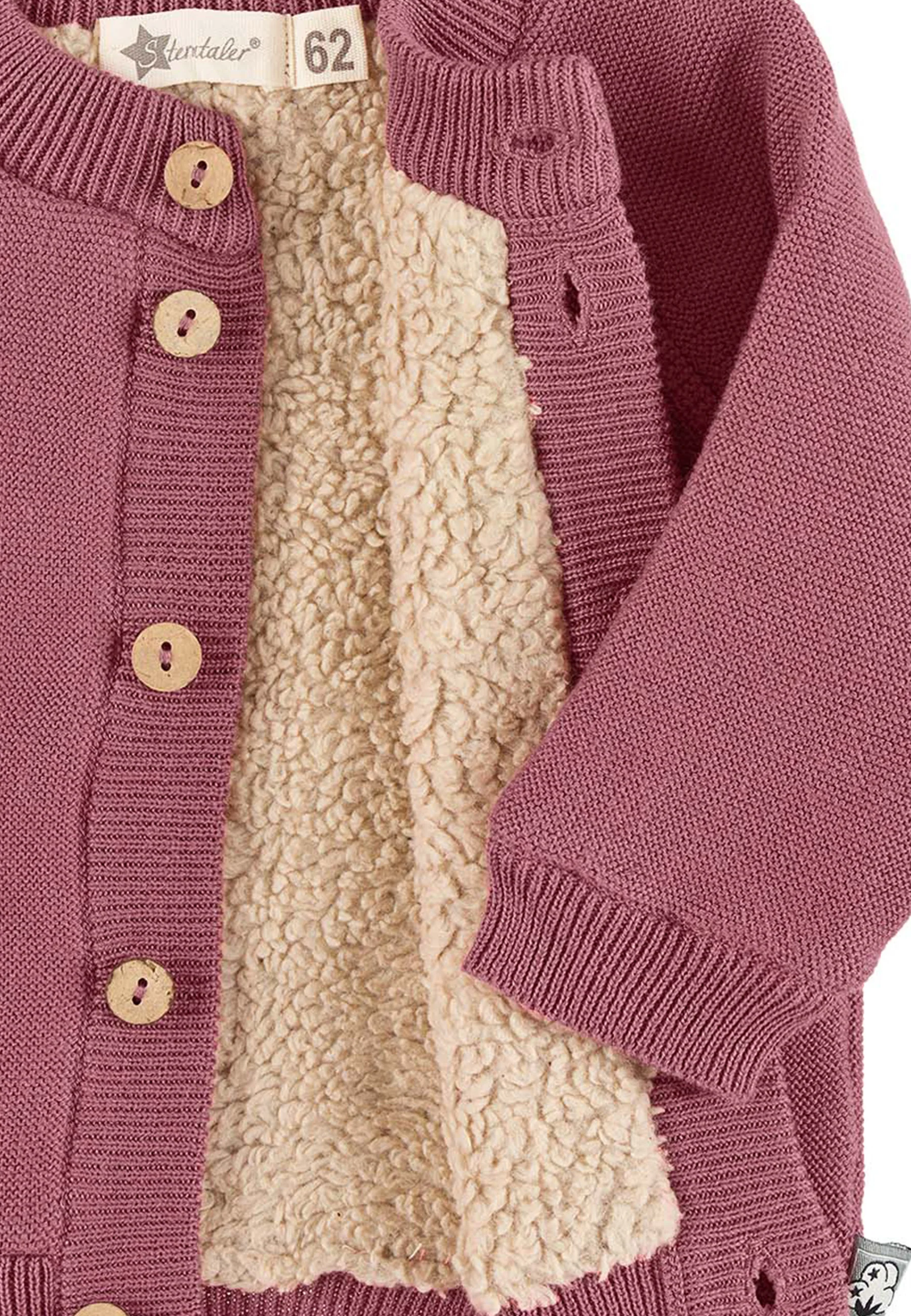 GOTS Strick-Jacke mit Herz am Rücken in Rosa