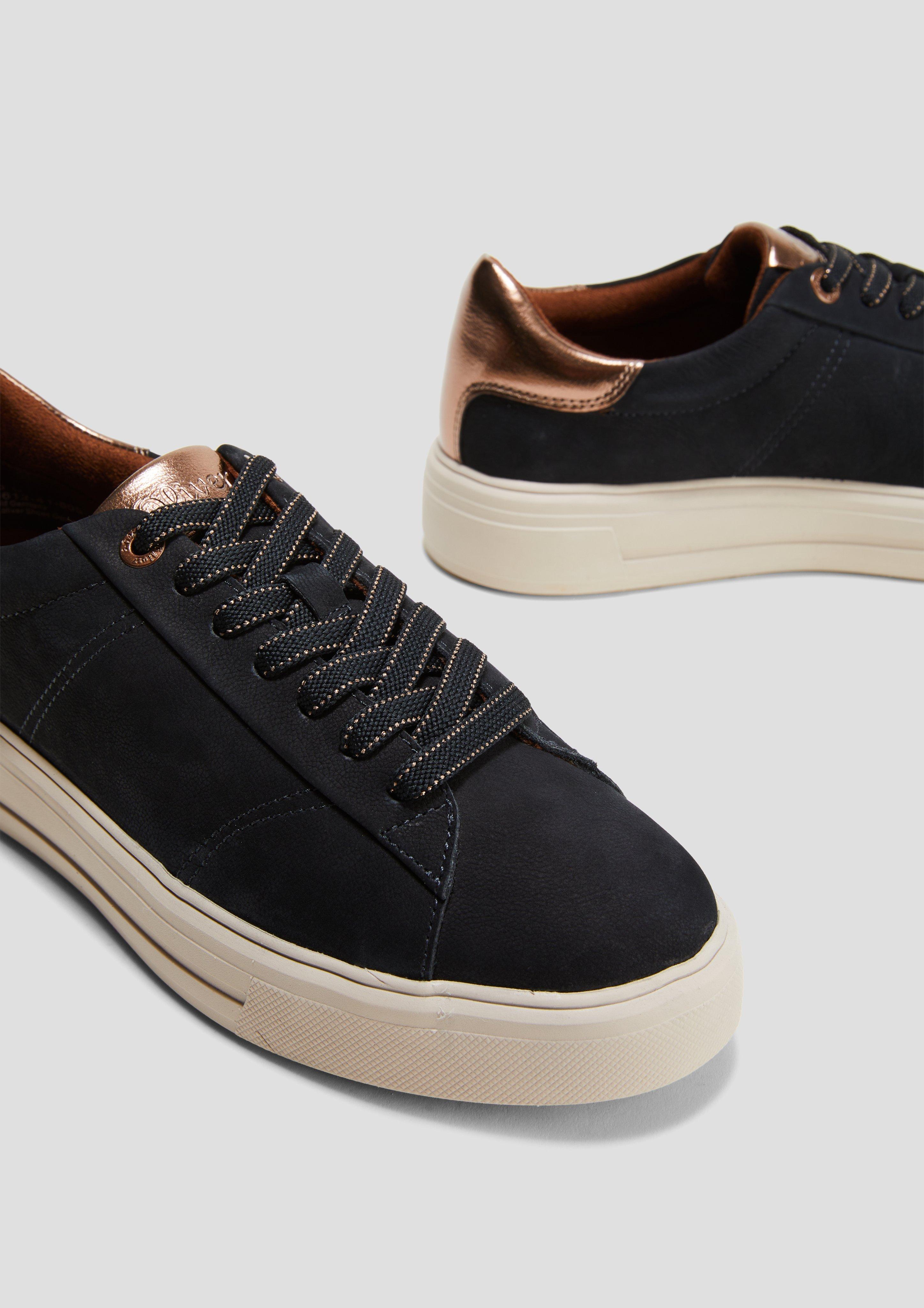 Sneaker aus Ledermix mit Metallic-Detail  6008248-805