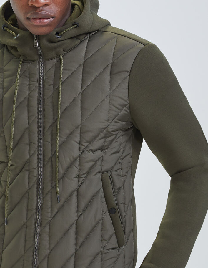 Sous-doudoune kaki matelassée bi-matière Homme