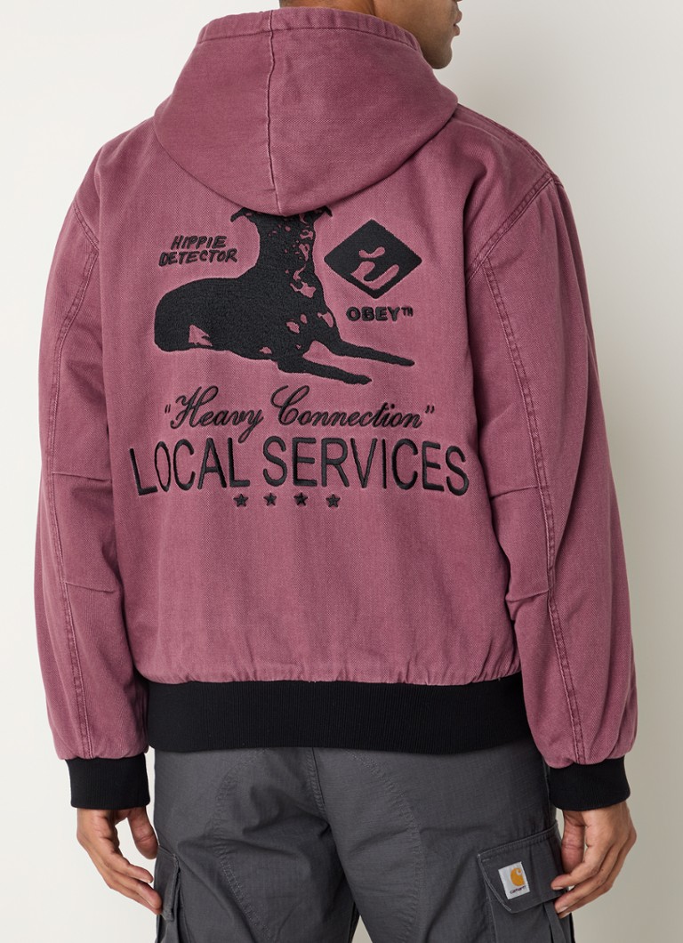 Jachetă bomber din denim cu glugă Obey Local Services