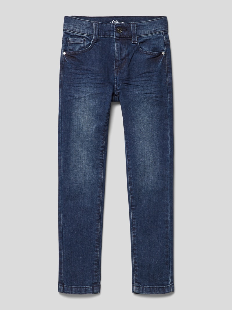 Slim Fit Jeans mit Knopfverschluss in blau