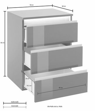 Tecnos Nachtkommode Mailand, Höhe 66 cm