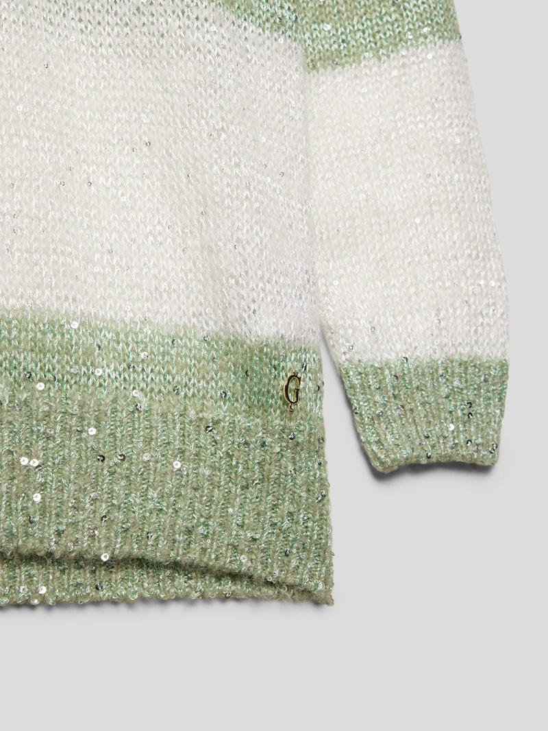 Strickpullover mit Paillettenbesatz in schilf